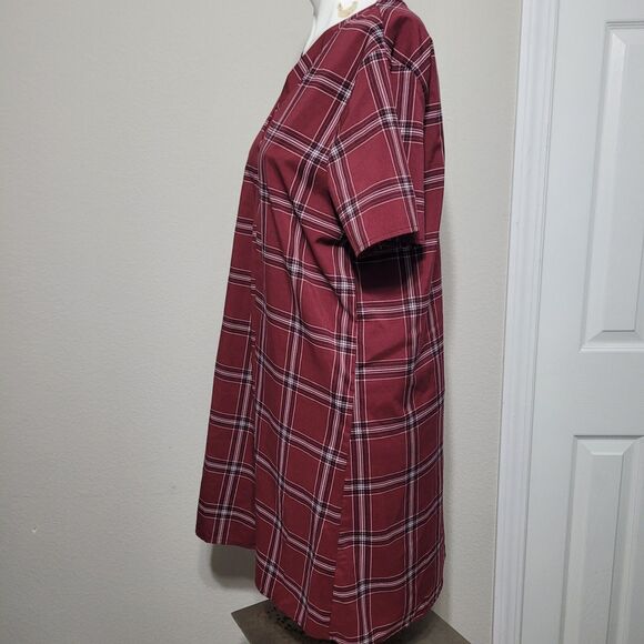 Anthropologie Entro Large Dress v-neck shift short sleeve lining striped - Picture 5 of 10